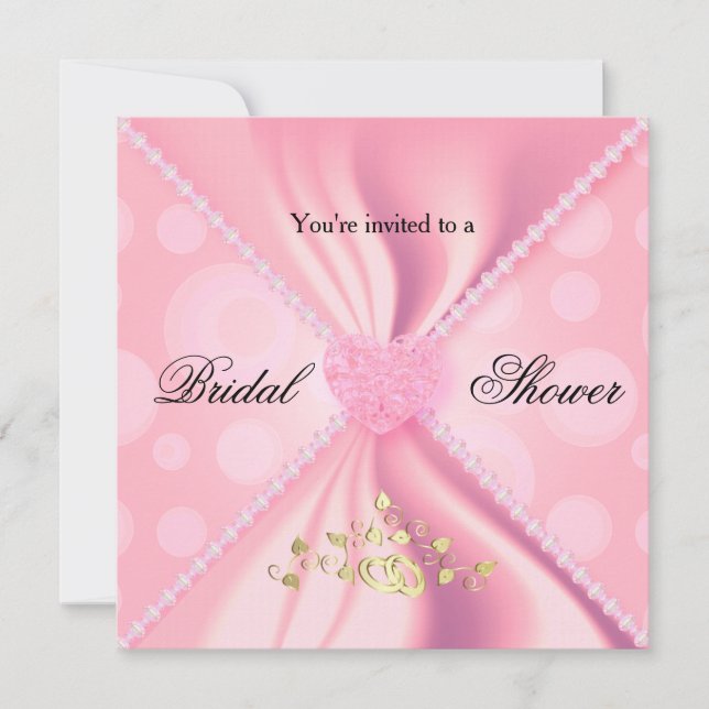 Pink Polka Dots Satin Bridal Shower Invitation (Front)