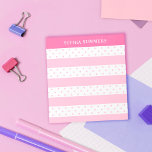 Pink Polka Dots & Stripes Add Your Name Notepad<br><div class="desc">Girly pink personalised notepad with polka dot and stripes in a soft shade of pink and your name in white against hot pink. Pink striped and polka dot notepad personalised with your name in white letters. Jot down your notes on this pretty polka dot and stripes notepad with your name...</div>