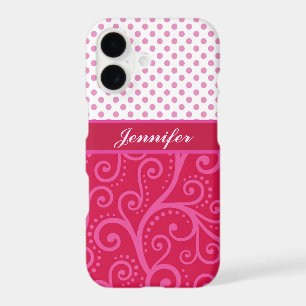 Pink polka dots, tendrils, circles, personalised