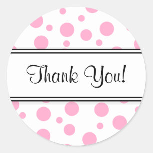 Pink Polka Dots Thank You Classic Round Sticker