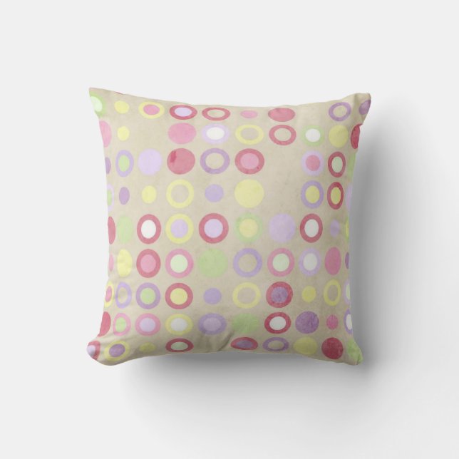 Pink Polka Dots Throw PIllow (Front)
