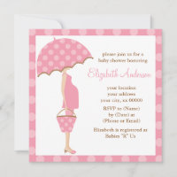 Pink Polka Dots Umbrella Mum Baby Shower