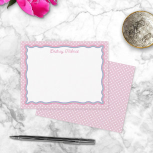 Pink Polka Dots & Wavy Frame Add Name Card