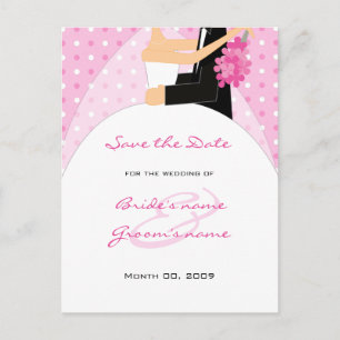 Pink Polka Dots Wedding Save the Date Postcards