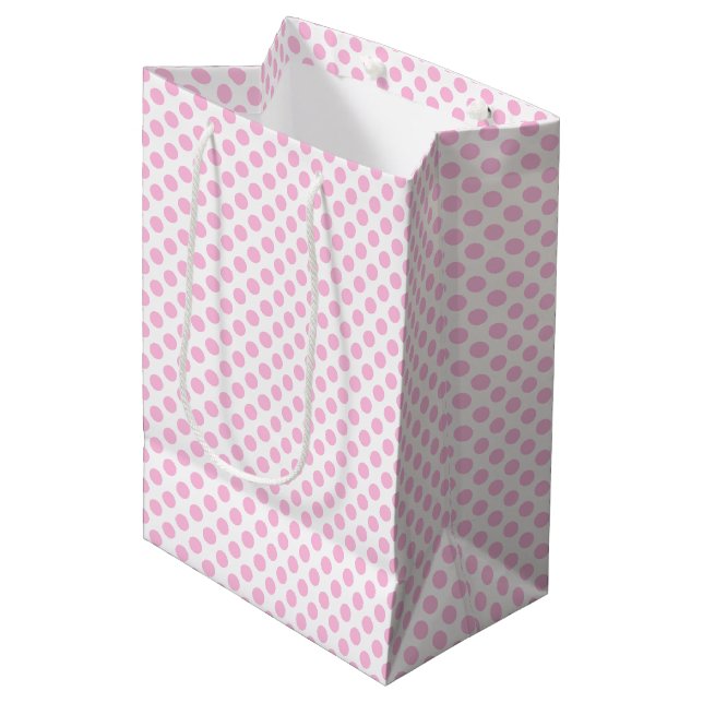 Pink Polka Dots with Customisable Background Medium Gift Bag (Front Angled)