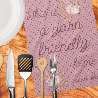Pink polka dots yarn friendly home tea towel