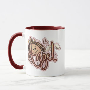 Pink Polka Dotted Angel Heart Ringer Coffee Mug