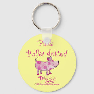 Pink Polka Dotted Piggy Key Ring