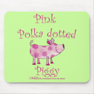 Pink Polka dotted Piggy Mouse Pad