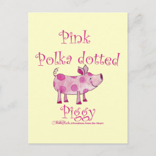 Pink Polka Dotted Piggy Postcard