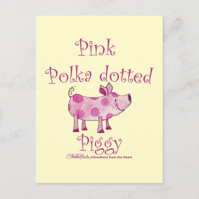 Pink Polka Dotted Piggy Postcard (Front)