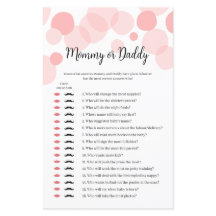Pink Polka Girl Baby Shower Mummy or Daddy Game
