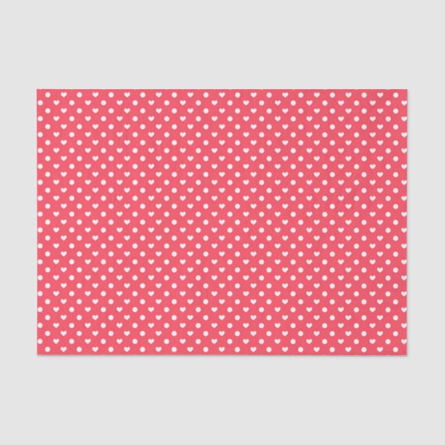 Pink Polka hearts Tissue Paper (Front)