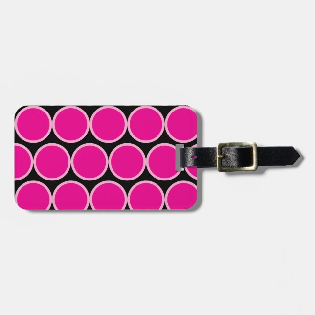 Pink Polka Luggage Tag (Front Horizontal)