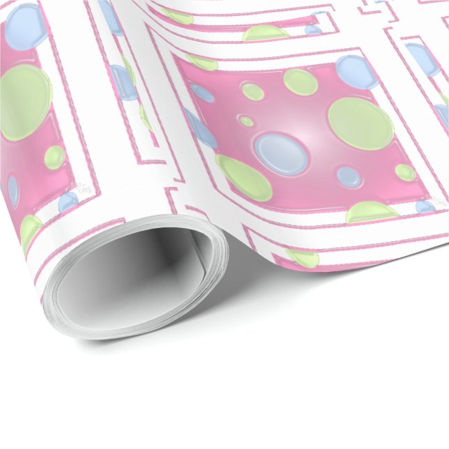Pink Polkadot Box Wrapping Paper (Roll Corner)
