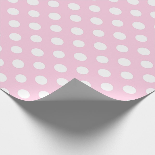 Pink Polkadot Girly Modern Cute Wrapping Paper (Corner)