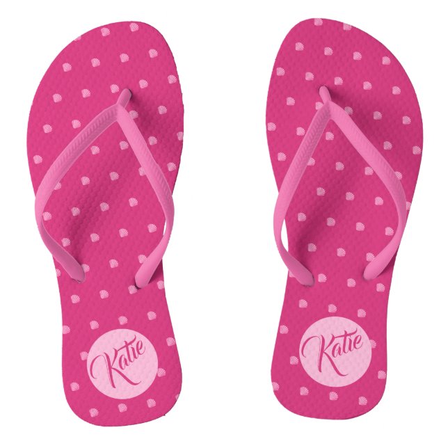 Pink Polkadots-Seashells- Thongs (Footbed)