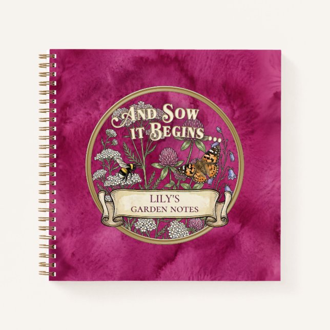 Pink Pollinator Garden Notebook Journal (Front)