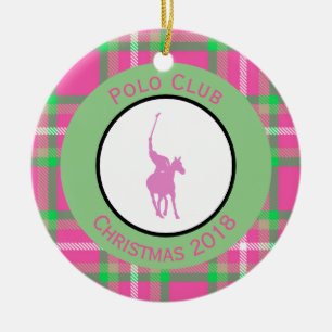 Pink Polo Horse Ceramic Ornament