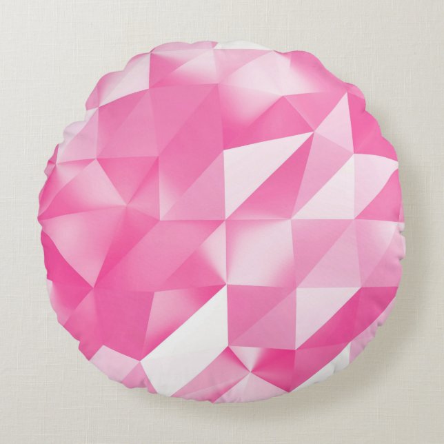 Pink polygon background: abstract 3D rendering Round Cushion (Front)