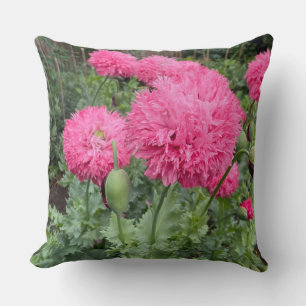 Pink Pom Pom Poppies Cushion