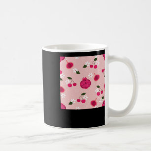 Pink Pomegranate Fruit Cherry Floral Daisy Sticker Coffee Mug