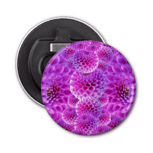 Pink PomPom Dahlia Flowers Bottle Opener