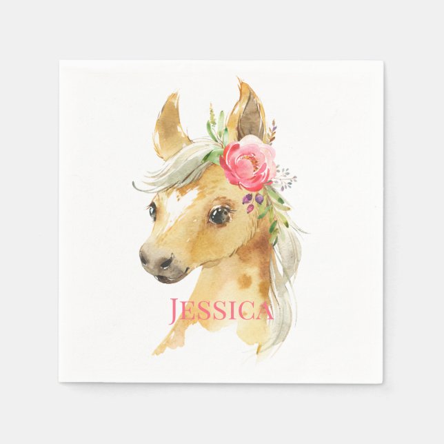 Pink Pony Baby Shower  Napkin (Front)