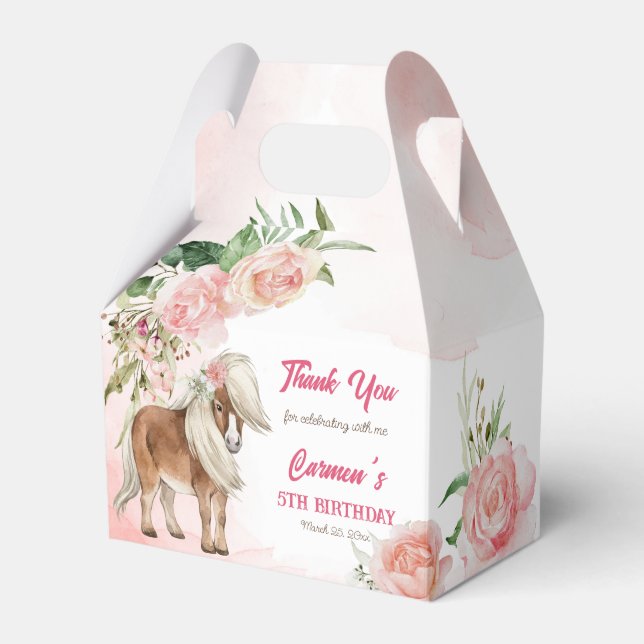 Pink pony birthday giddy up cowgirl party favour box (Front Side)