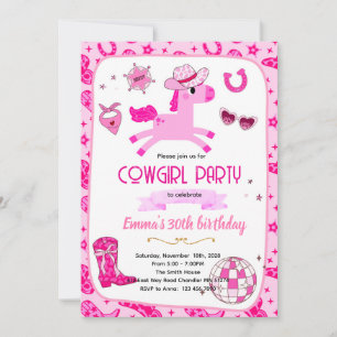 Pink Pony cowgirl party invitation