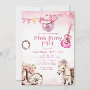 Pink Pony Party Country Western Girl Birthday Invitation
