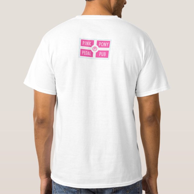 Pink Pony Pedal Pub Logo on Front T-Shirt (Back)