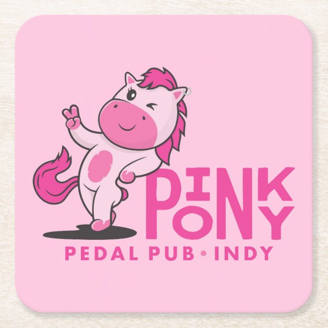 Pink Pony Pedal Pub - Pink Coaster (Front)