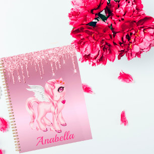 Pink Pony Unicorn Glitter Drips  Planner
