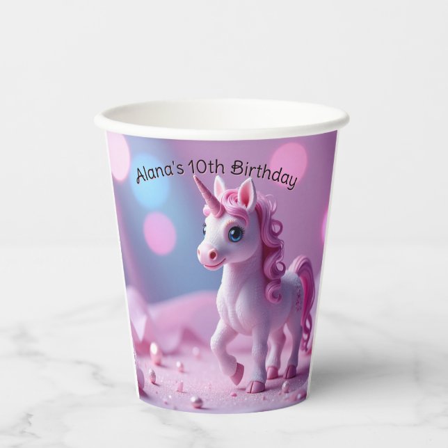 Pink Pony Unicorn Paper Cups (Front)