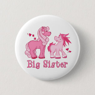 Pink Ponys Big Sister 6 Cm Round Badge