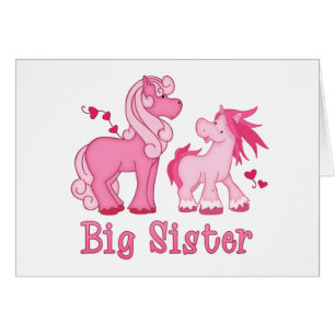 Pink Ponys Big Sister Blank Card
