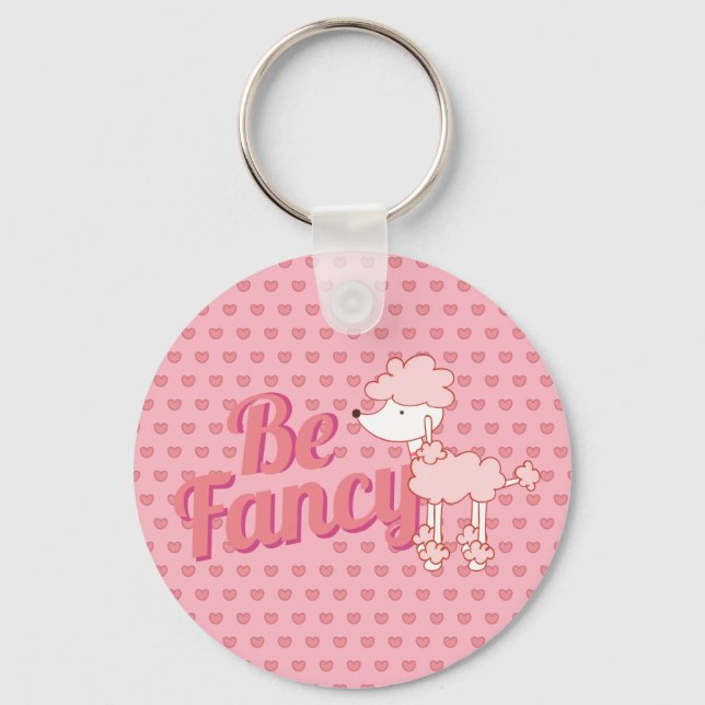Pink Poodle and Hearts Be Fancy Key Ring (Back)