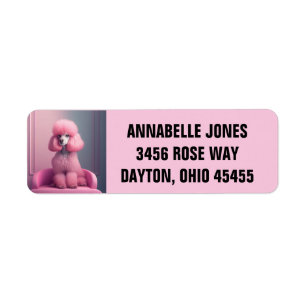 PINK POODLE ART RETURN ADDRESS LABELS