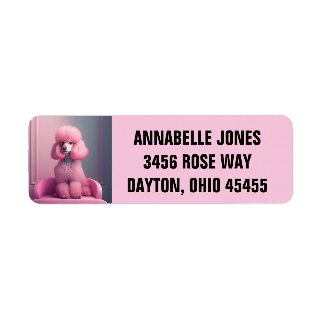PINK POODLE ART RETURN ADDRESS LABELS (Front)