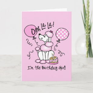 Pink Poodle Birthday Card
