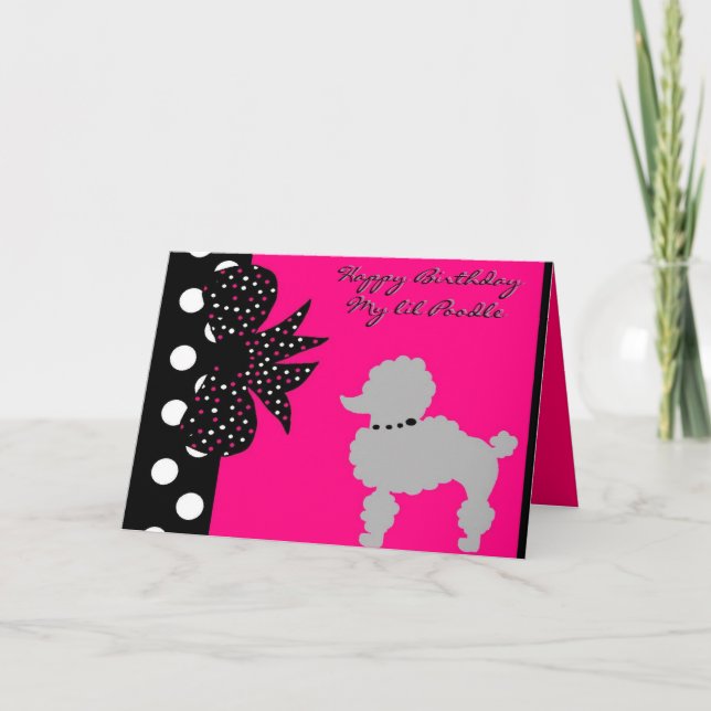 Pink Poodle Birthday Card (Front)