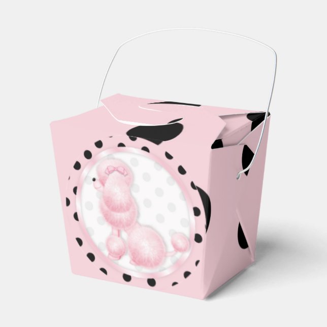 Pink Poodle Birthday Party Favour Box (Front Side)