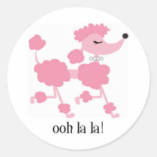 pink poodle classic round sticker