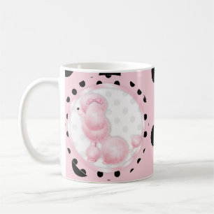 Pink Poodle Coffee Mug Cup Pink Polka Dot