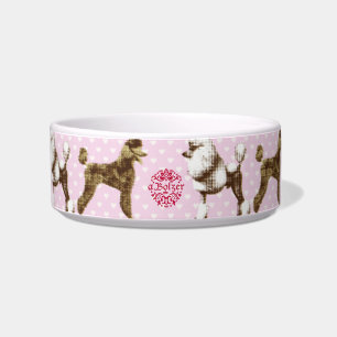 pink poodle design napf bowl