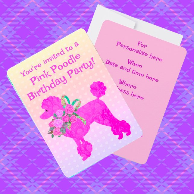Pink Poodle Girls Birthday Sample Invitation (Creator Uploaded)