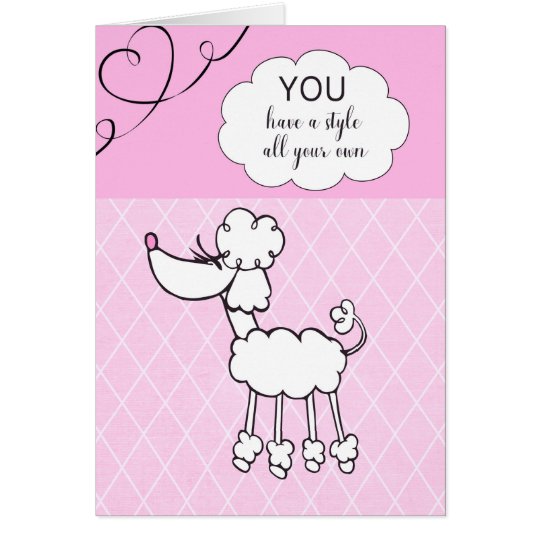 Pink Poodle Happy Birthday Card