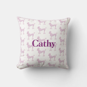 Pink Poodle Lace Retro Vintage Girly Name Cushion