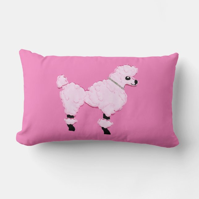 Pink Poodle Lumbar Pillow (Front)
